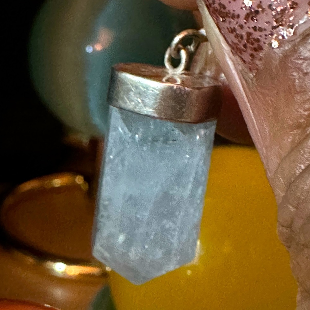 Aquamarine Crystal Necklace in Sterling Silver